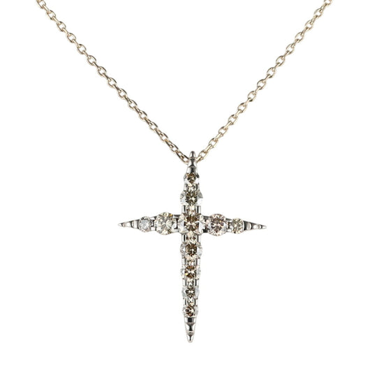 カシケイ ダイヤモンド 0.70ct ネイキッド クロス ネックレス K18BG J1439