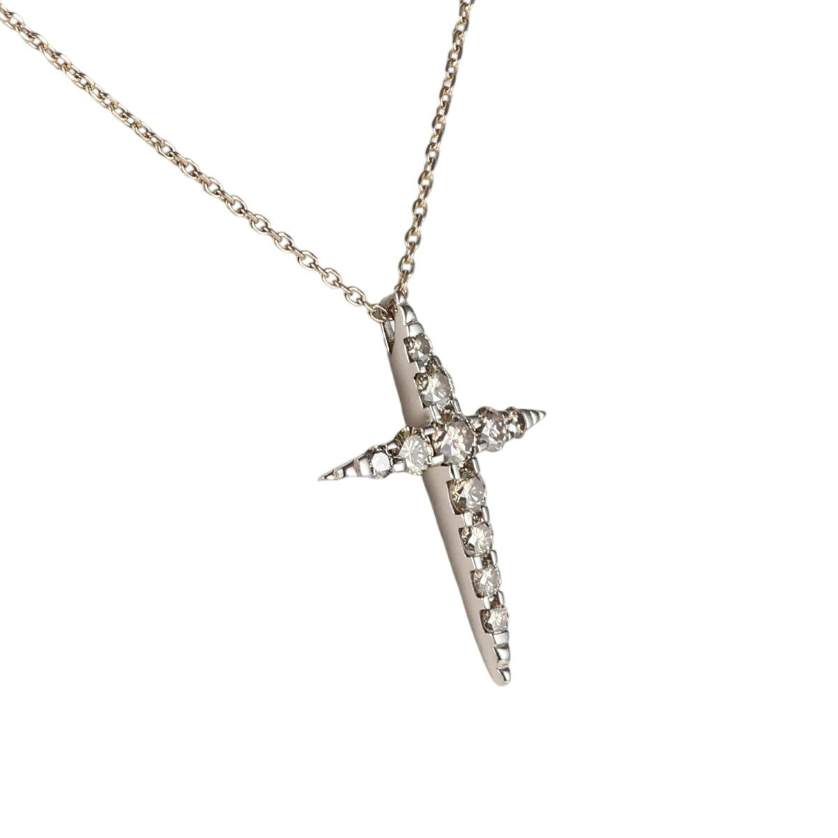 カシケイ ダイヤモンド 0.70ct ネイキッド クロス ネックレス K18BG J1439