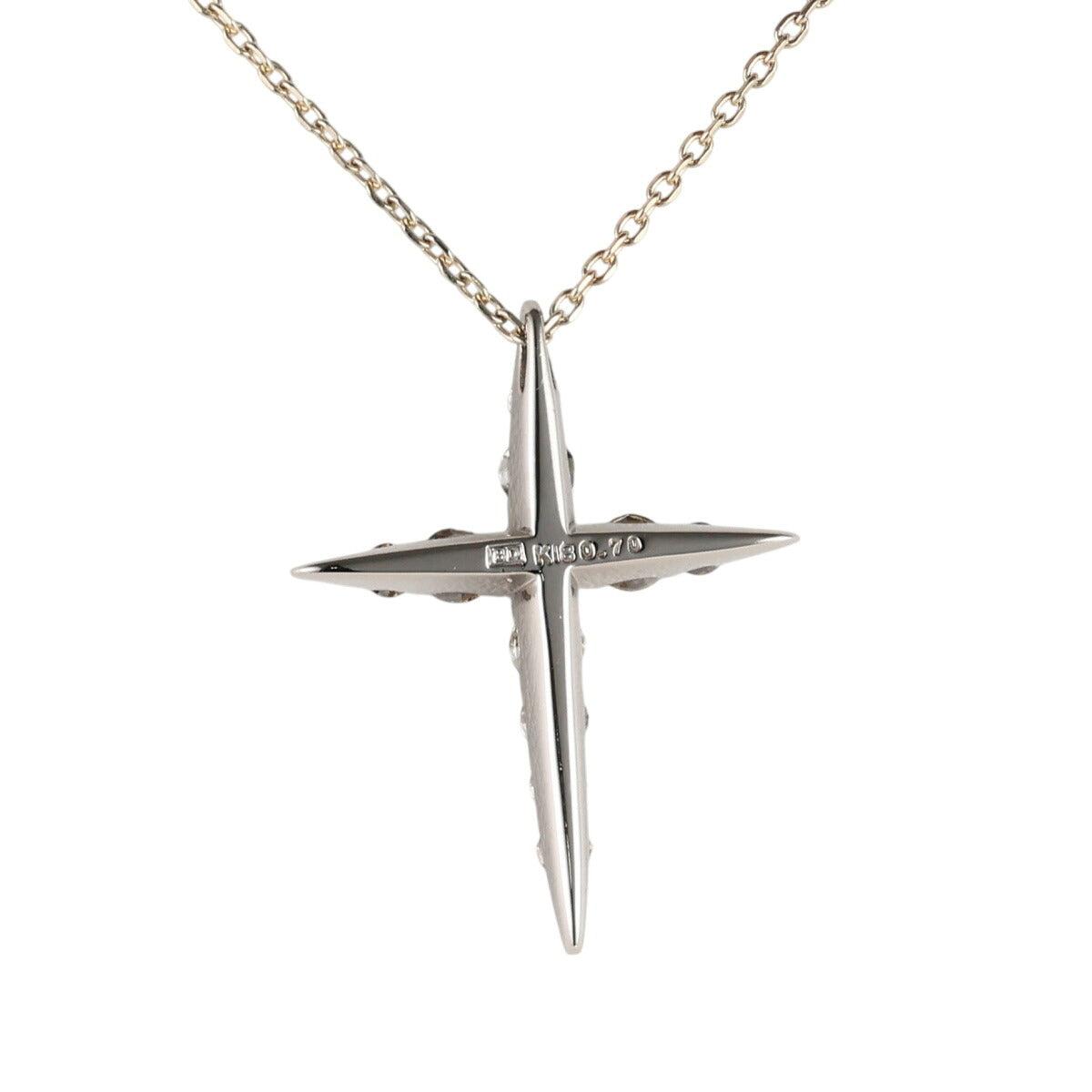 カシケイ ダイヤモンド 0.70ct ネイキッド クロス ネックレス K18BG J1439