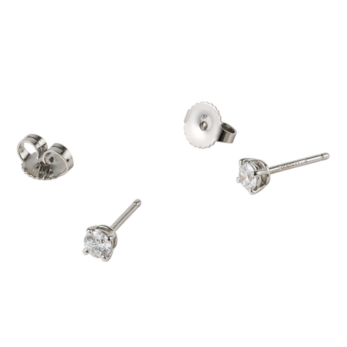ティファニー ダイヤモンド ソリティア ピアス Pt950 箱付 J1493