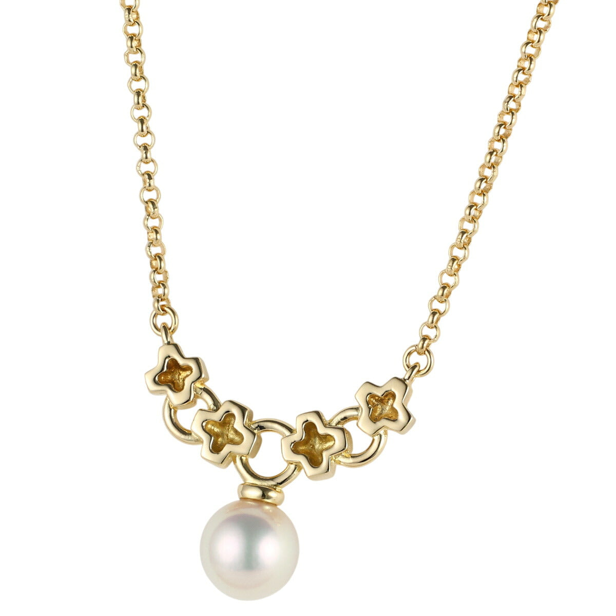 ミキモト パール 7.3mm クロス ネックレス K18YG J1626