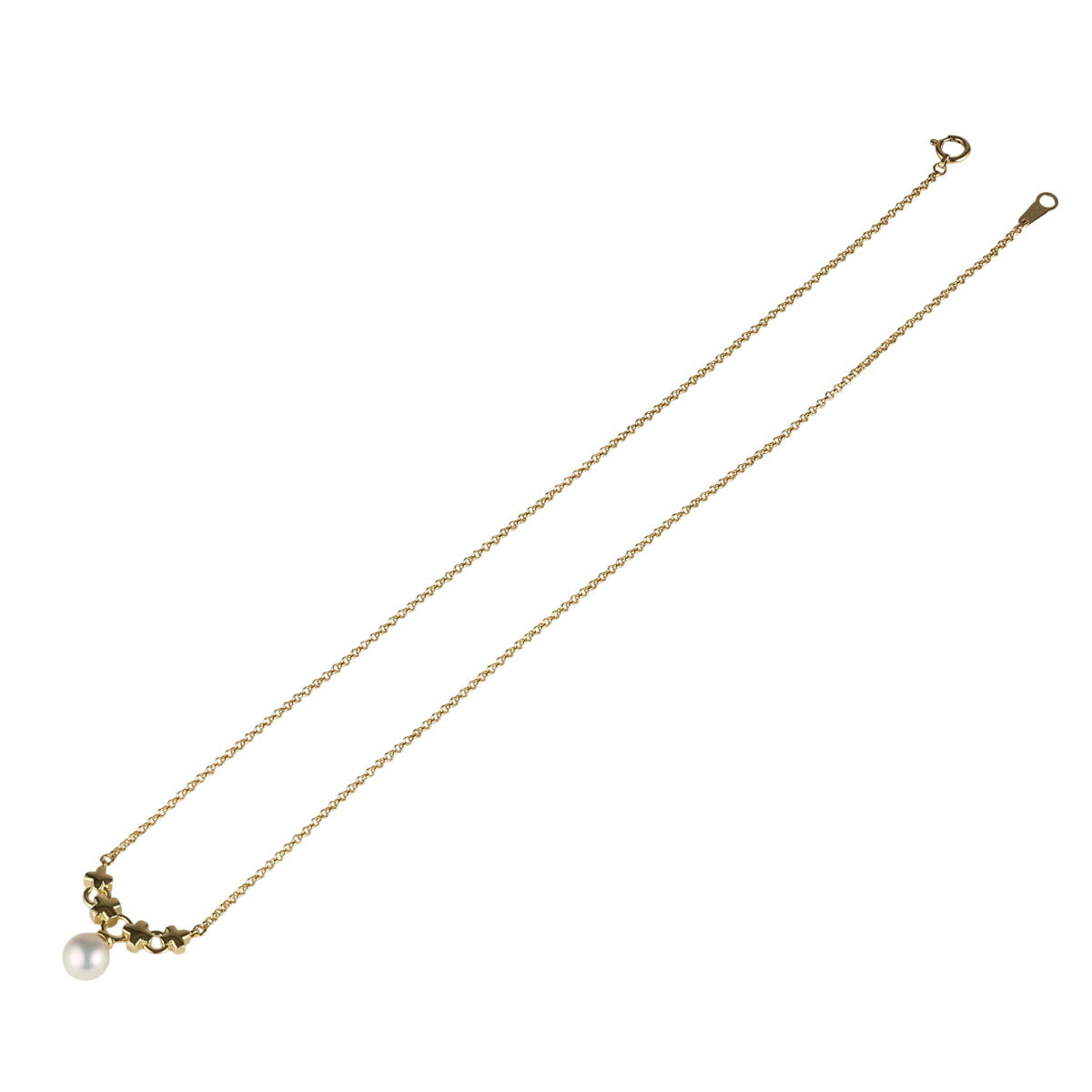 ミキモト パール 7.3mm クロス ネックレス K18YG J1626