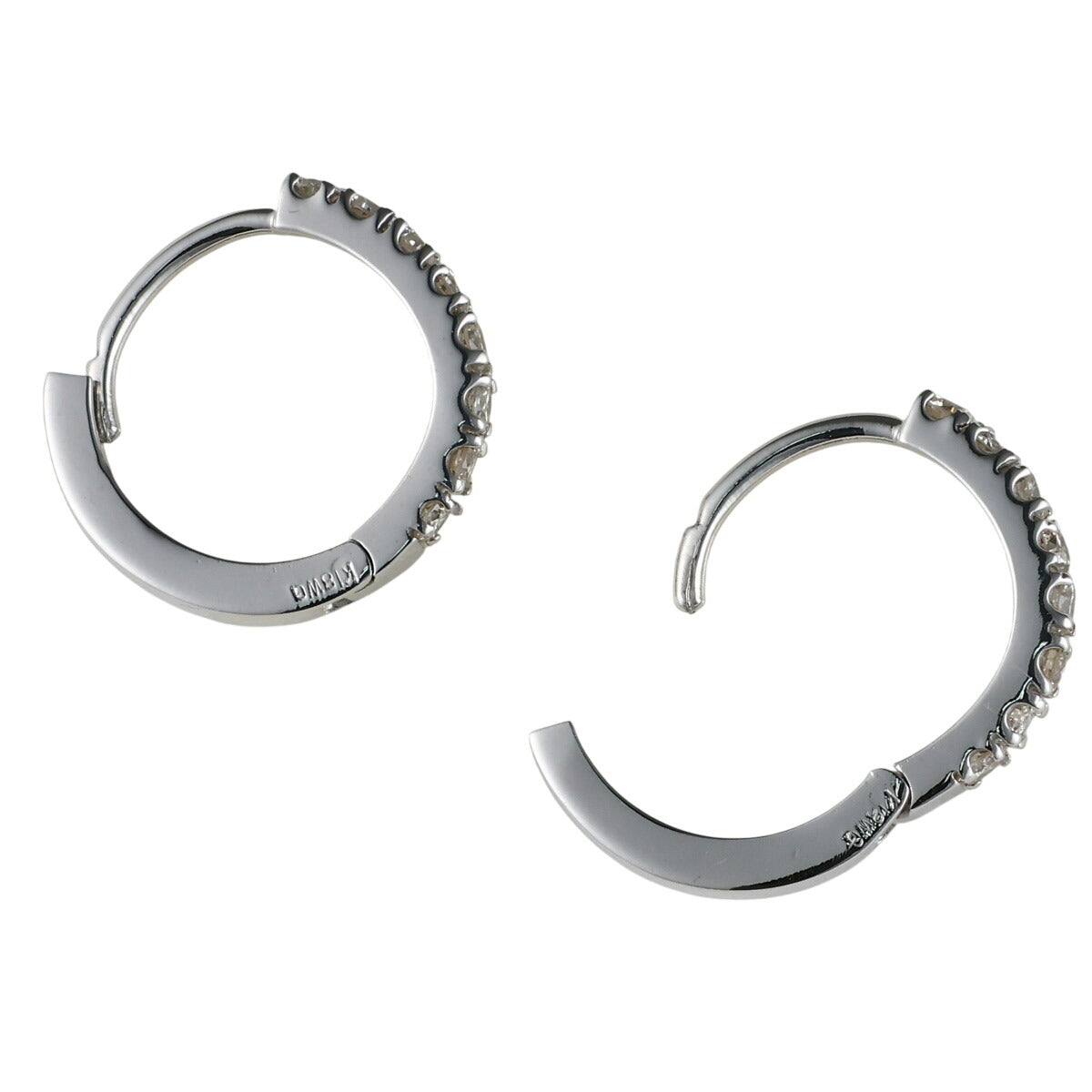 ダイヤモンド 0.25ct 0.25ct フープ ピアス K18WG J1630