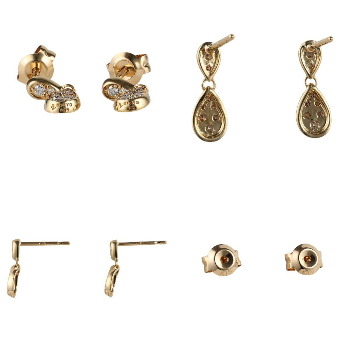 ポンテヴェキオ ダイヤモンド 0.06ct 0.06ct しずくモチーフ ピアス GL2415P001WDYG K18YG 箱付 J1656