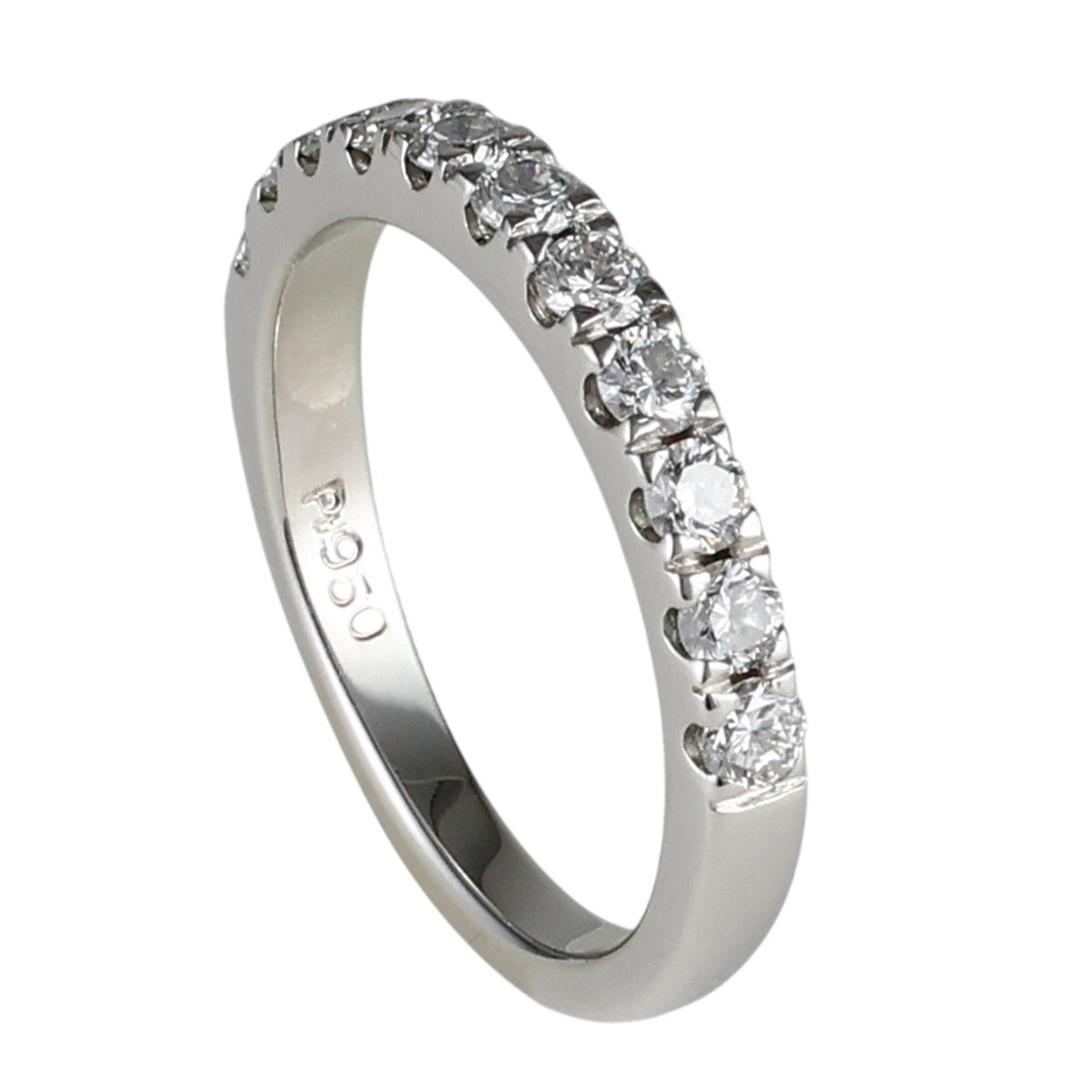 ダイヤモンド 0.65ct ハーフエタニティ リング Pt950 8号 J1754