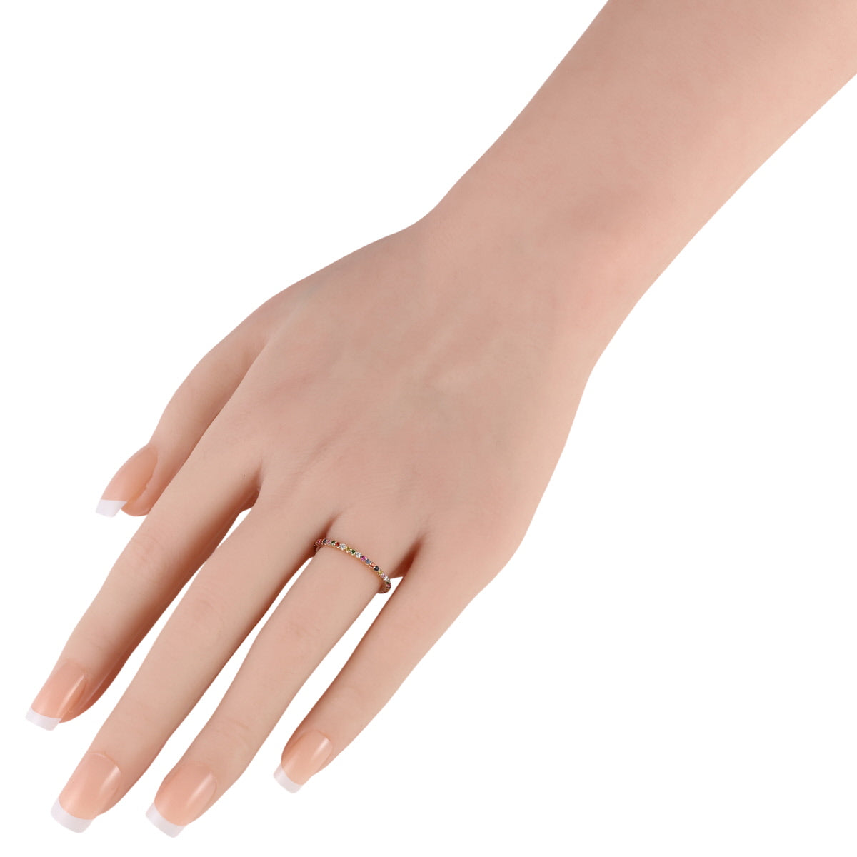 ポンテヴェキオ サファイア 0.26ct グリーンガーネット 0.03ct ダイヤモンド 0.04ct エテルノ カリーナ フルエタニティ リング K18PG 12号 箱・保付 J2116