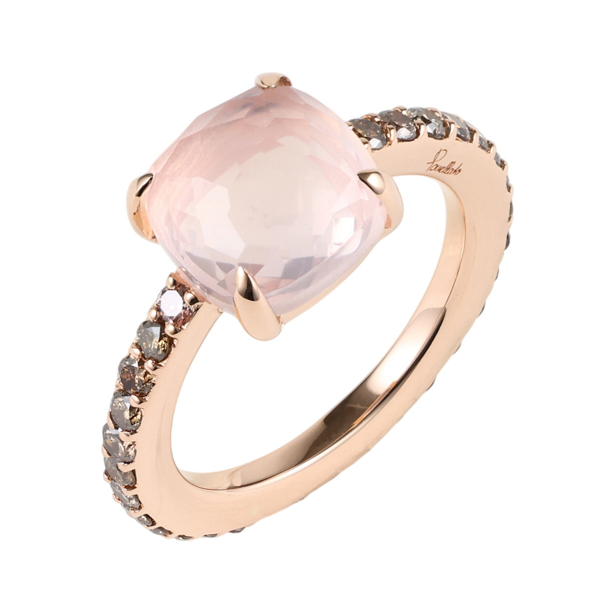 ポメラート ローズクォーツ 4.34ct ダイヤモンド 0.83ct ベイビー リング K18PG 12.5号 J2126