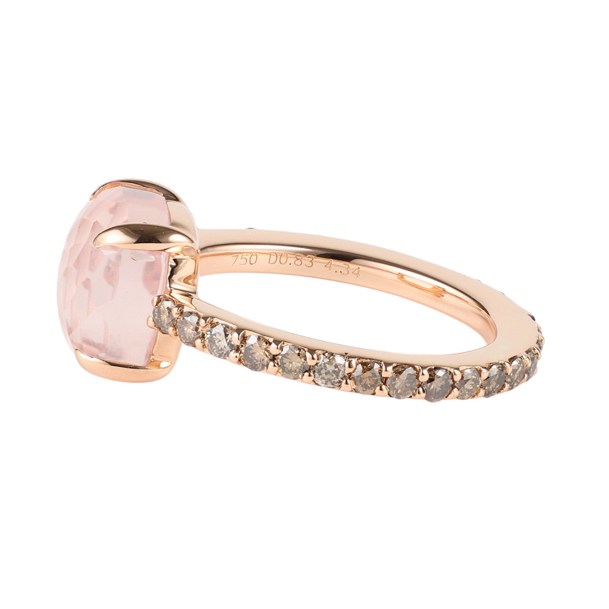 ポメラート ローズクォーツ 4.34ct ダイヤモンド 0.83ct ベイビー リング K18PG 12.5号 J2126