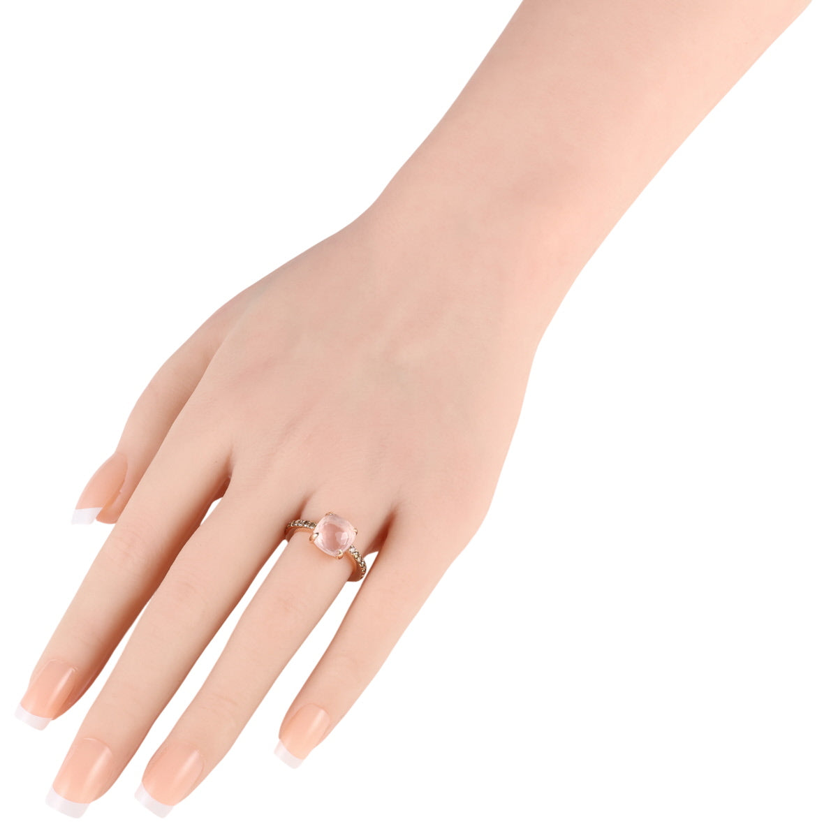 ポメラート ローズクォーツ 4.34ct ダイヤモンド 0.83ct ベイビー リング K18PG 12.5号 J2126
