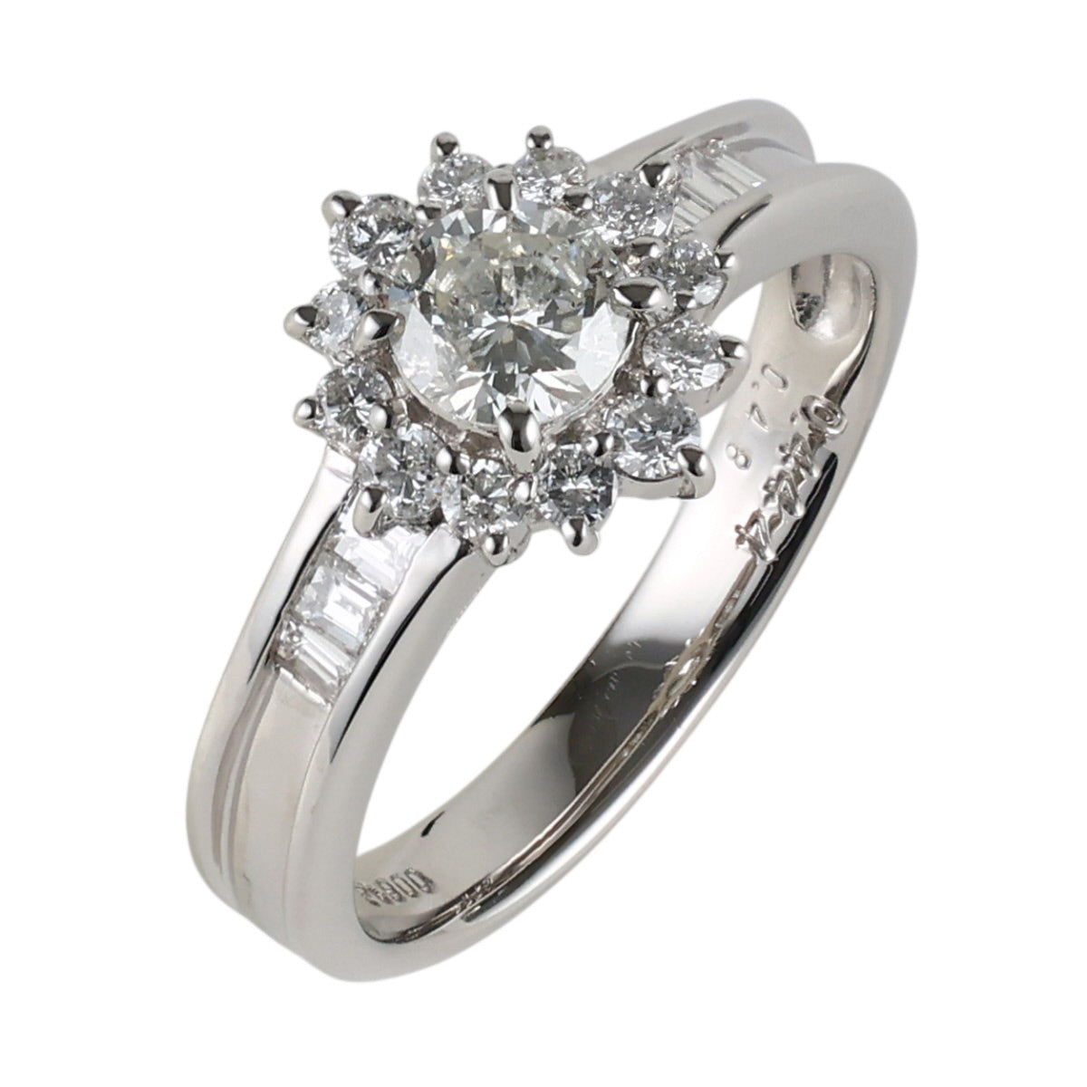I-I1-G ダイヤモンド 0.444ct 0.48ct デザイン リング Pt900 12号 J2189