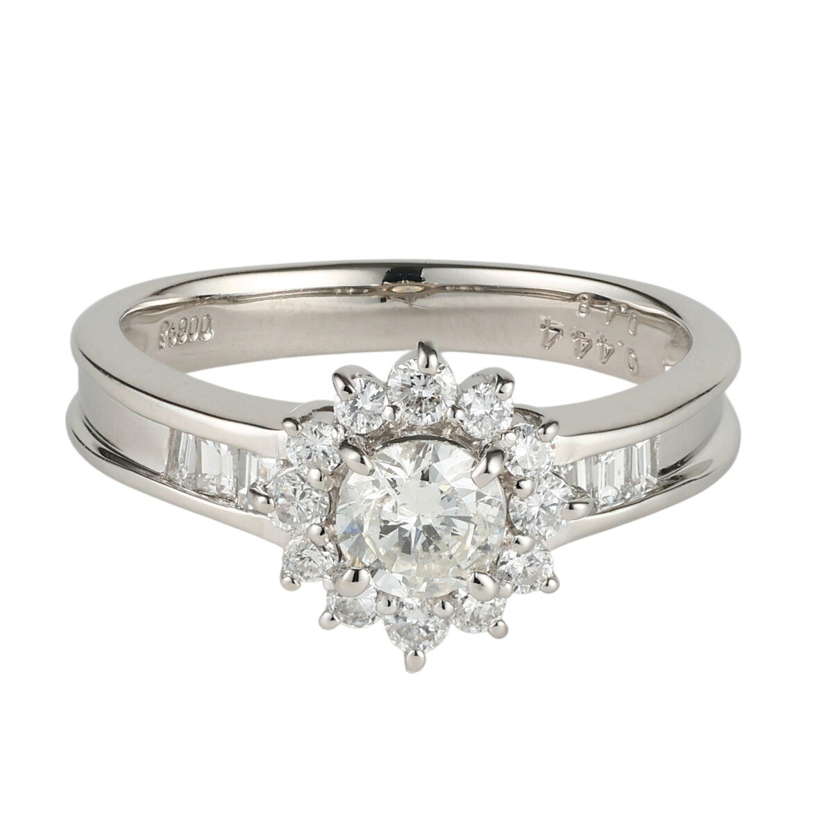 I-I1-G ダイヤモンド 0.444ct 0.48ct デザイン リング Pt900 12号 J2189