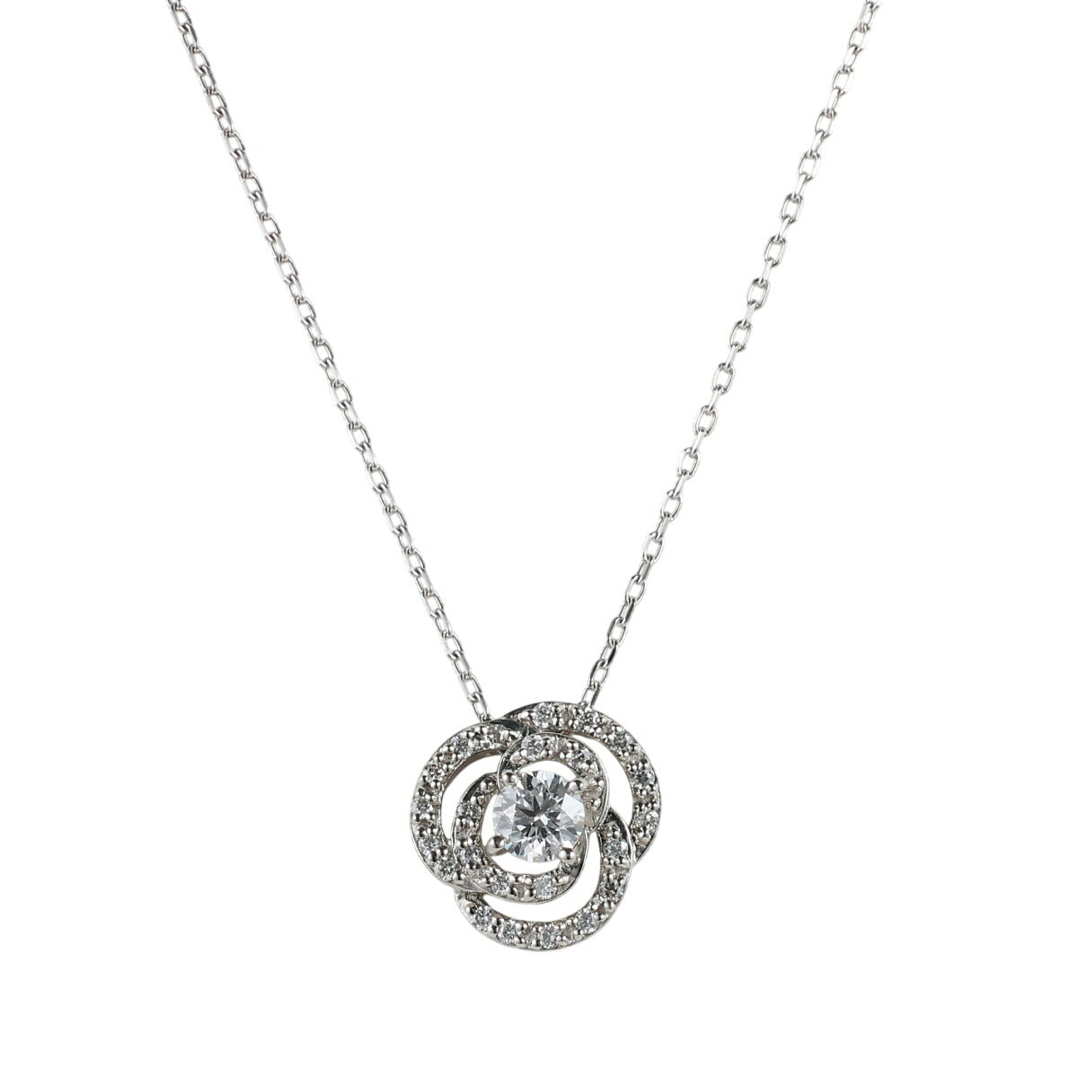 ヴァンドーム青山 ダイヤモンド 0.168ct 0.09ct バラモチーフ ネックレス Pt950 Pt850 J2234