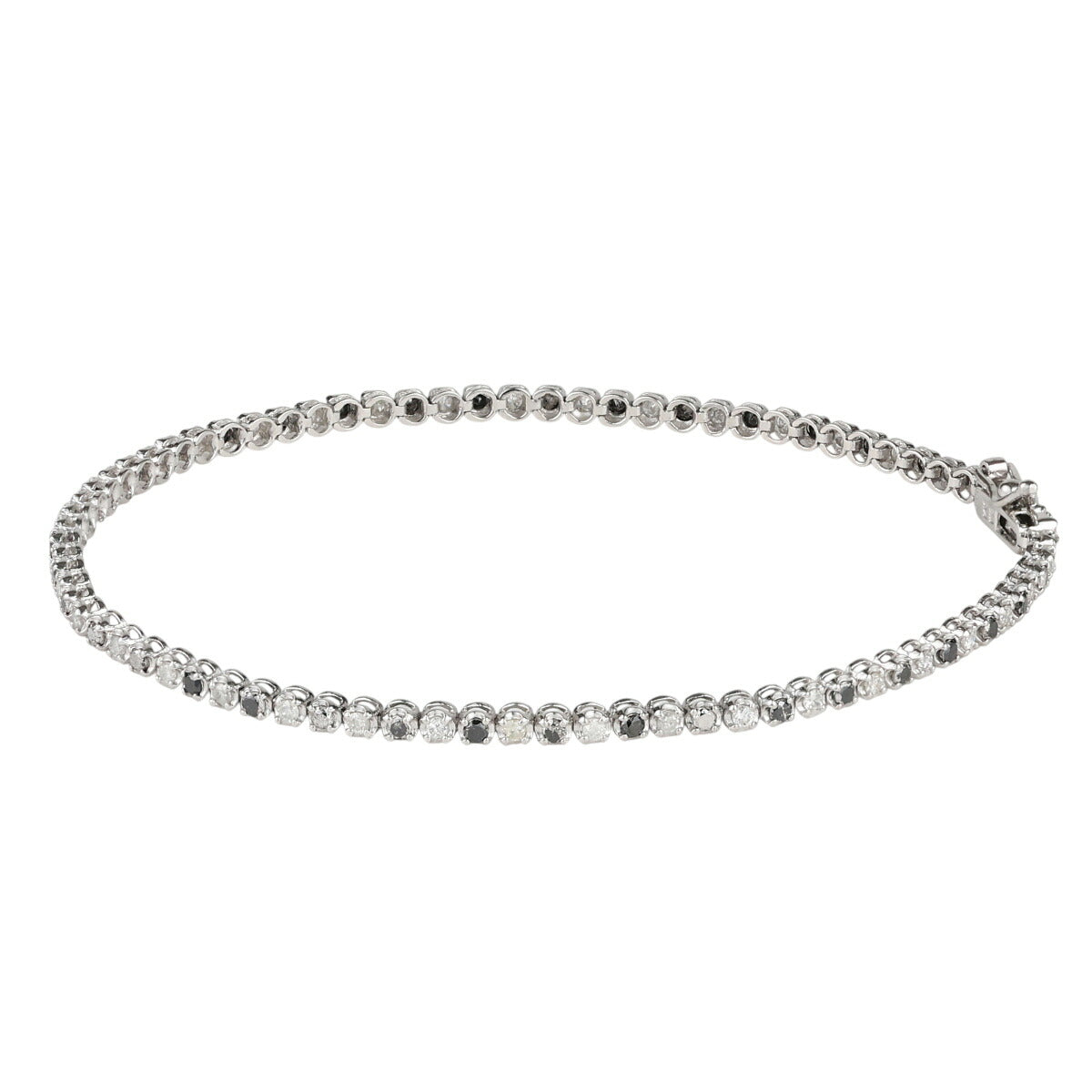 ダイヤモンド 1.00ct ブラックダイヤ テニス ブレスレット K18WG J2378