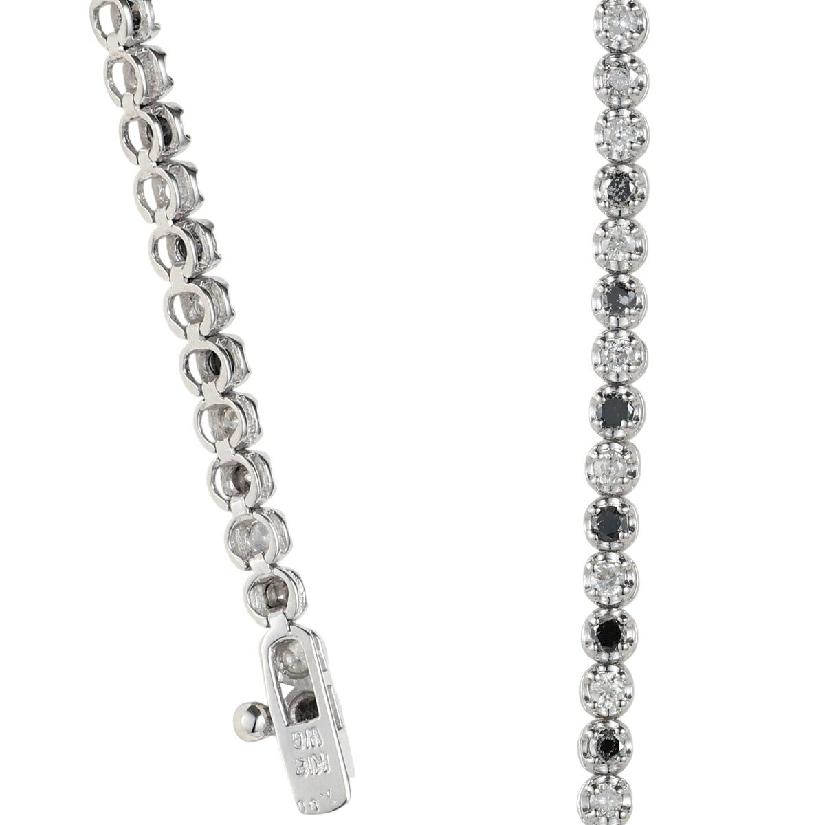 ダイヤモンド 1.00ct ブラックダイヤ テニス ブレスレット K18WG J2378