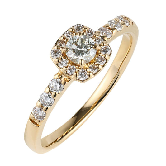 ダイヤモンド 0.155ct 0.17ct デザイン リング K18YG 8号 J2381
