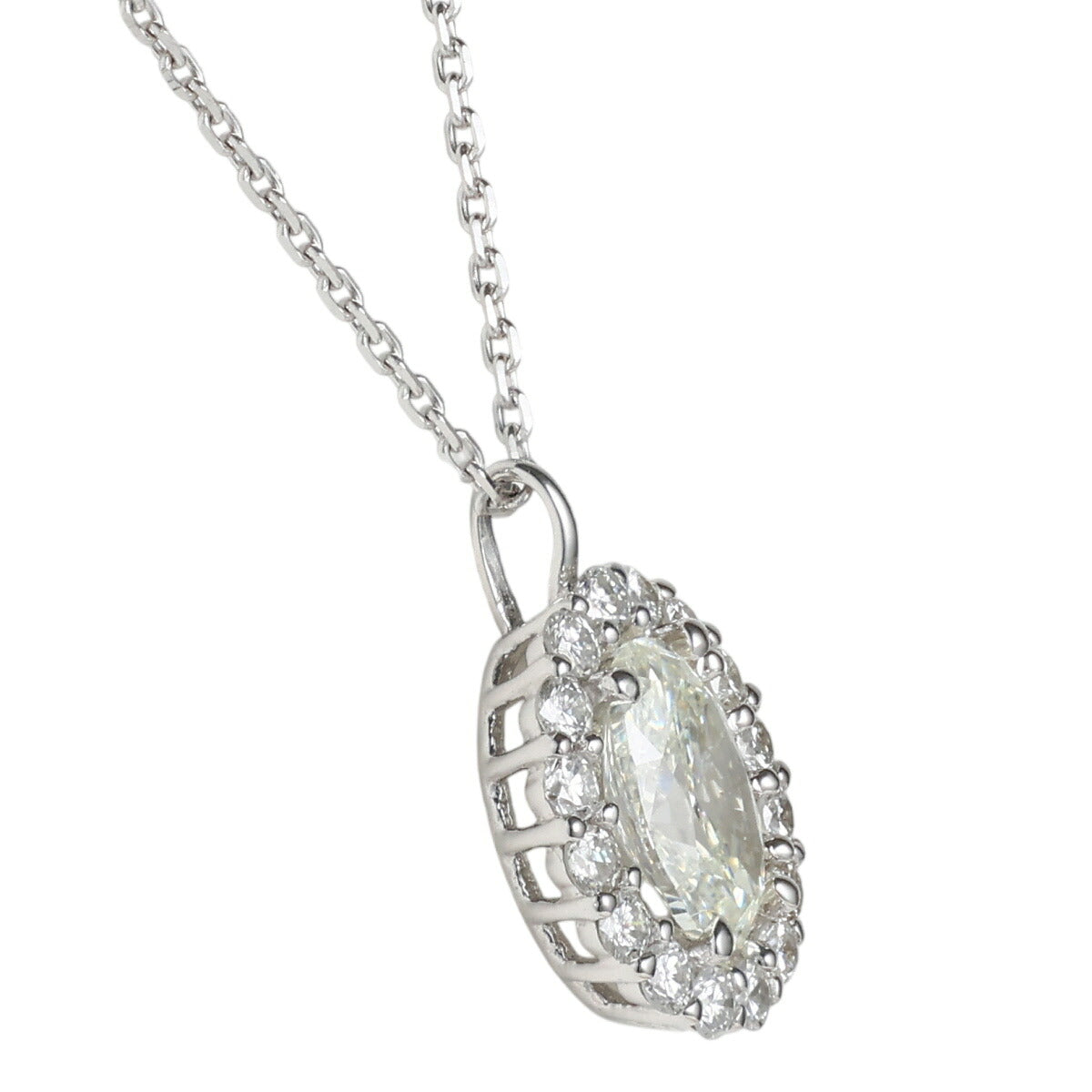 ダイヤモンド 0.678ct 0.25ct デザイン ネックレス K18WG ソーティング付 J2391